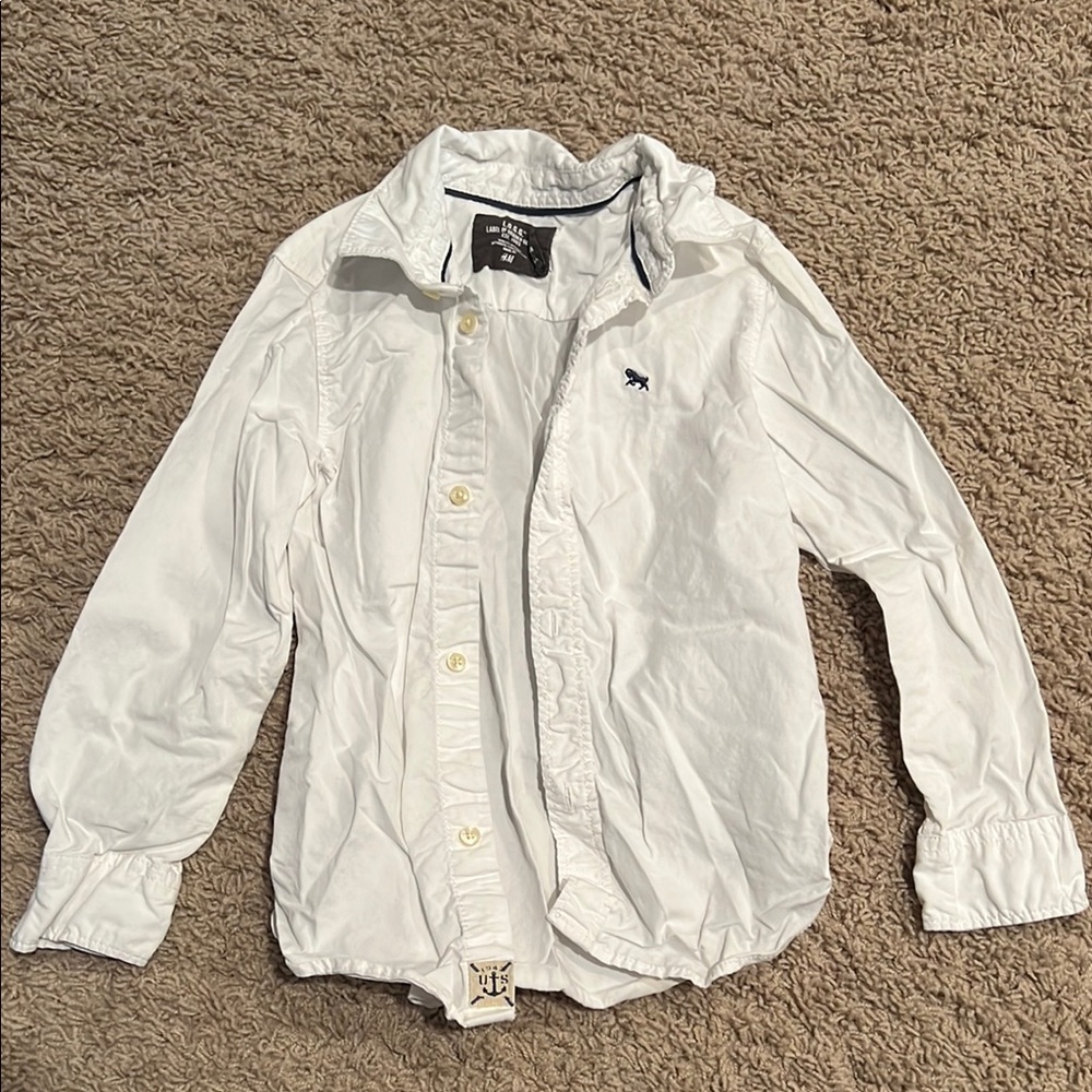 H&M White Button Down Shirt with Textured Fabric